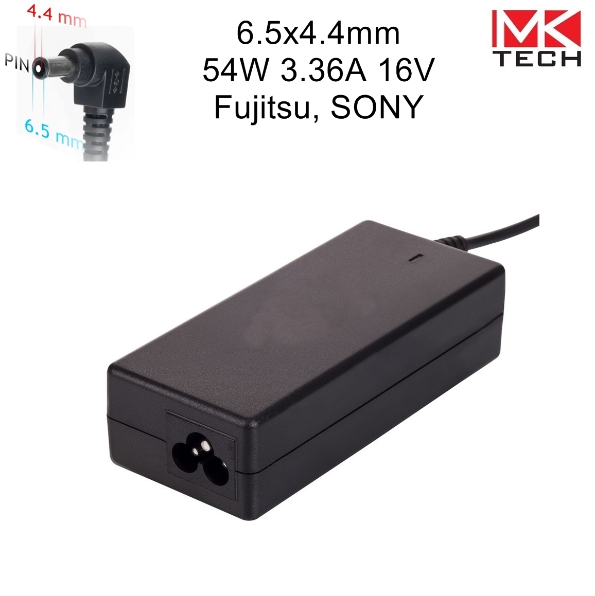 Зарядно 6.5x4.4mm 54W 3.36A 16V Fujitsu, SONY